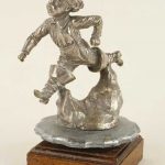 A. RENEVEY SIGNED NICKEL PLATED BRONZE MASCOT